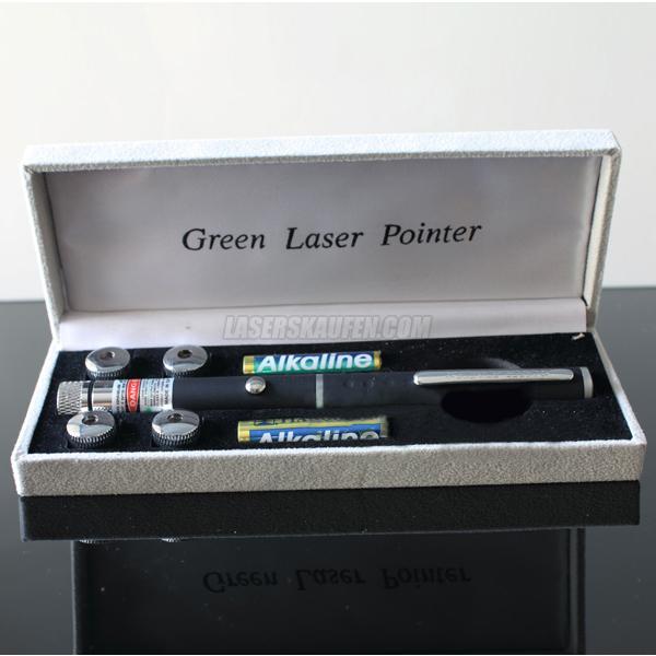 Grüner Laserpointer 30mW 5-in-1 superhell mit Aufsatz HTPOW