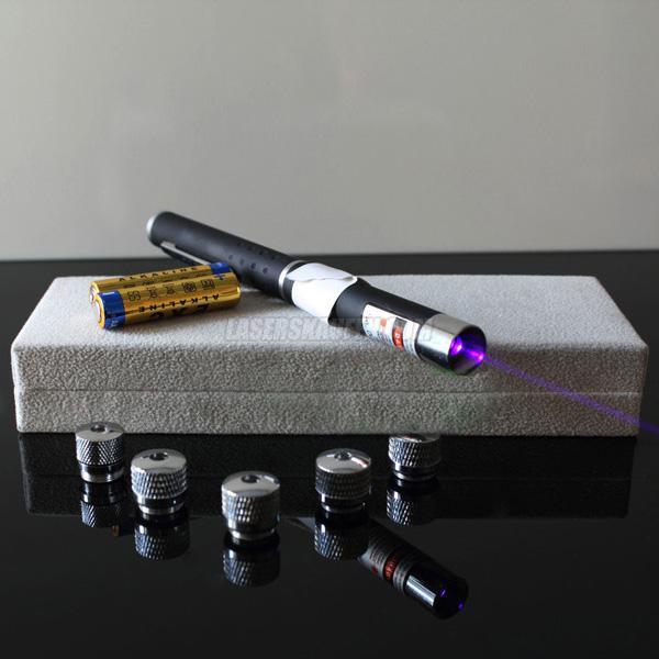 Laserpointer Stift Blau Violett 50mW mit Aufsatz Sterne